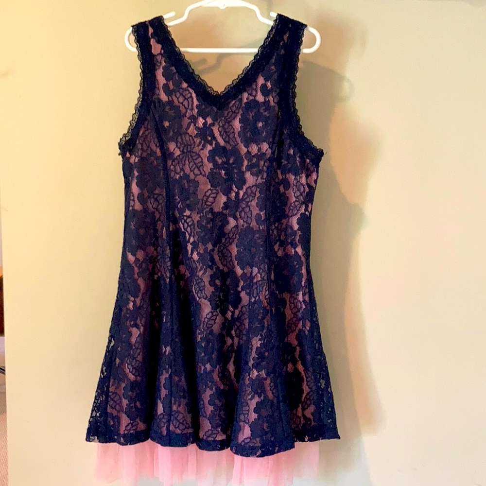 Elisa B. pink and blue girls lace dress